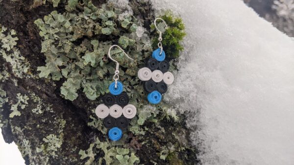 Sini-must-valged kõrvarõngad