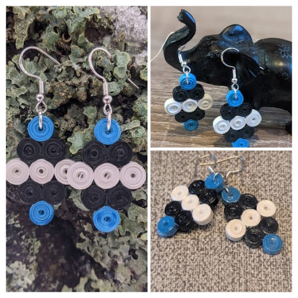 Sini-must-valged kõrvarõngad