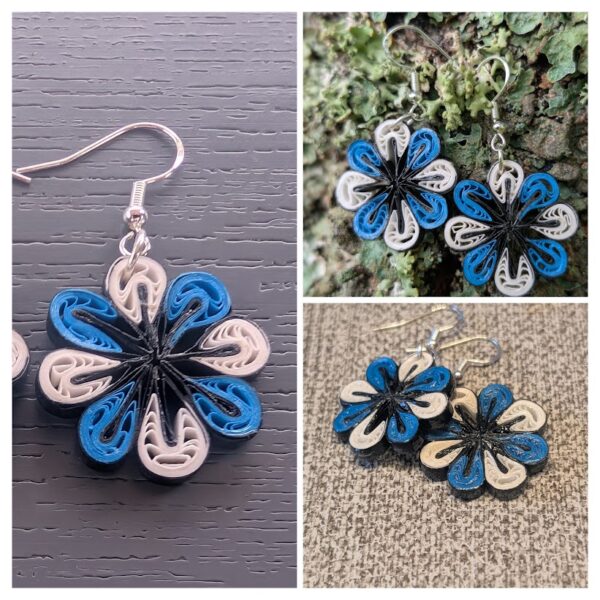 Sini-must-valged paberist kõrvarõngad